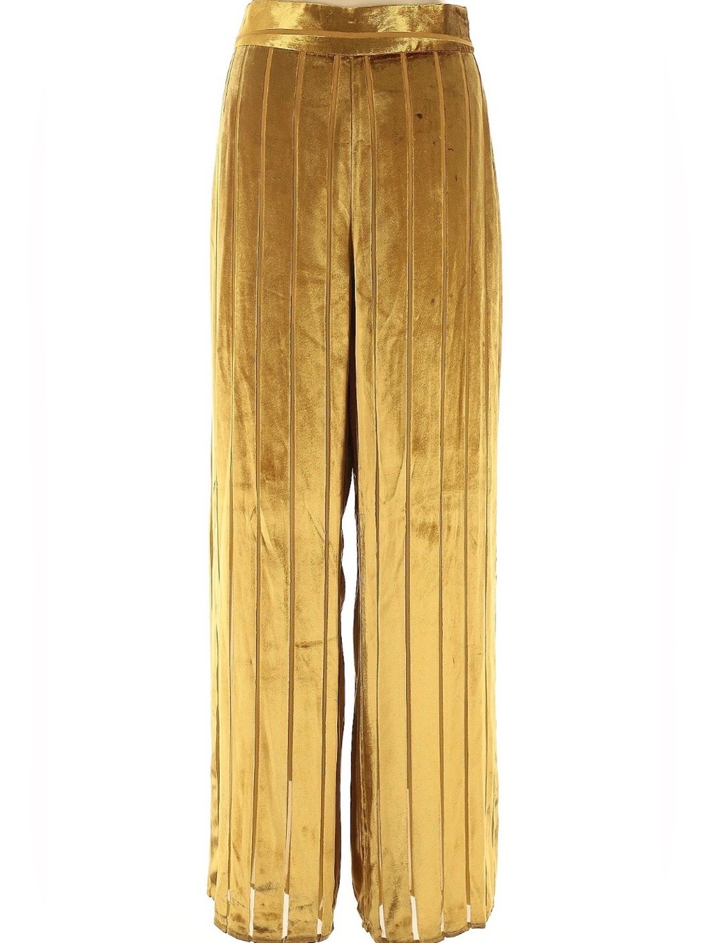 Michelle Mason Gold Velvet Palazzo Wide-Leg Pants
